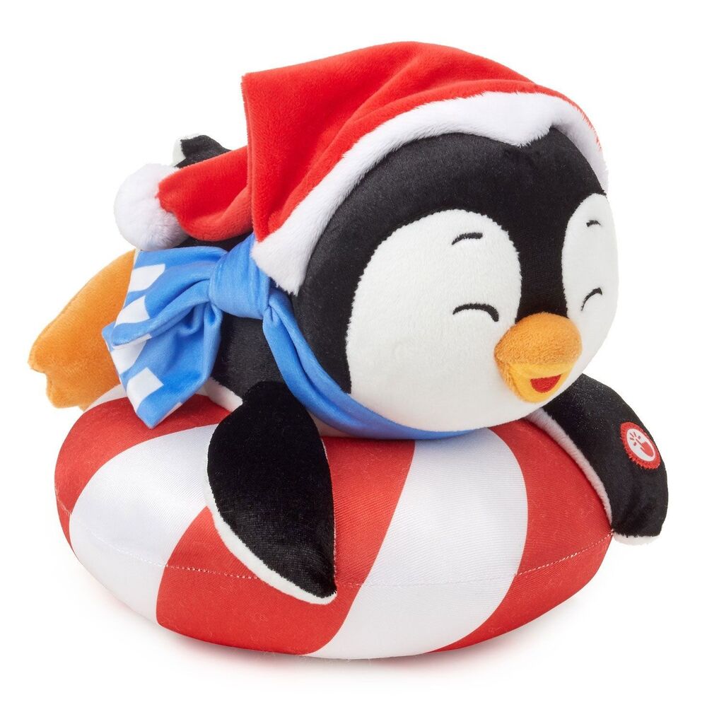 Hallmark Playful Santa Christmas Penguin Sledding All the Way Plush W Sound New